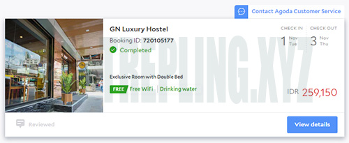 bukti reservasi gn luxury hostel bangkok
